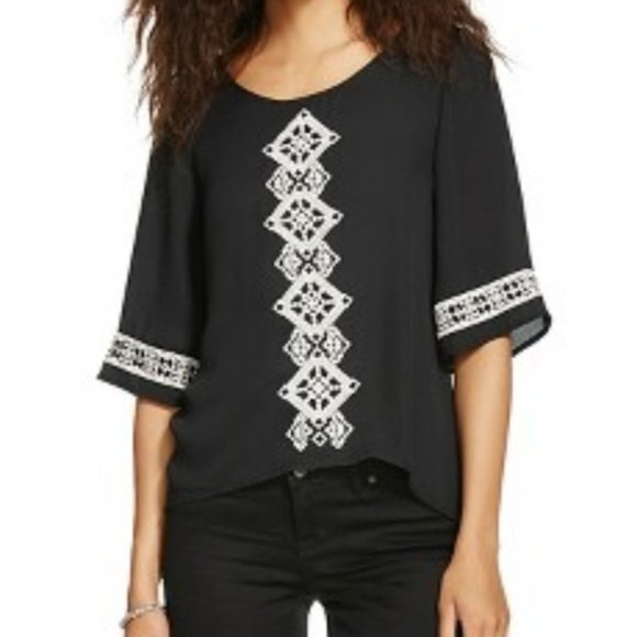 Xhilaration Embroidered High Low Swing Top - Picture 1 of 5